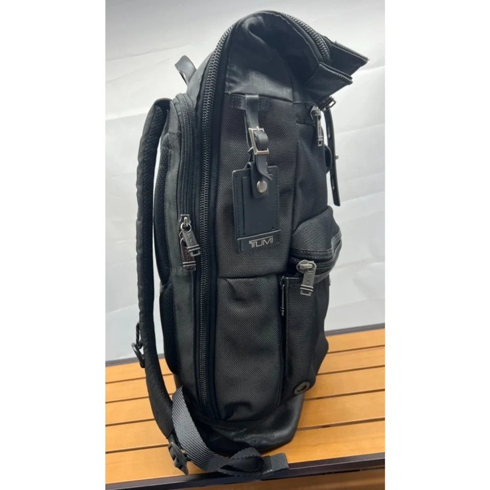 TUMI ALPHA BRAVO "Luke" Roll-Top Backpack Bag Silver Ballistic Nylon 223388RS2 - Picture 4 of 15